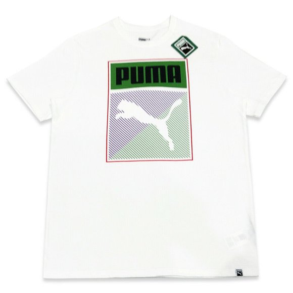 NWT PUMA MENS WHITE CREW NECK SHORT SLEEVE T-SHIRT - Picture 1 of 2